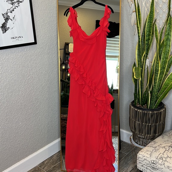 HOUSE OF CB 'Ariela' Cherry Ruffle Maxi Dress NWOT - Picture 10 of 11